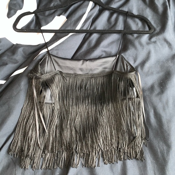 Black fringe crop top - Picture 2 of 2